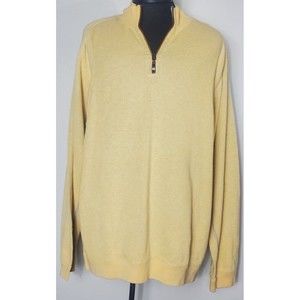 Tommy Bahama Mens XL Yellow Long Sleeve 1/4 Zip Pullover Shirt